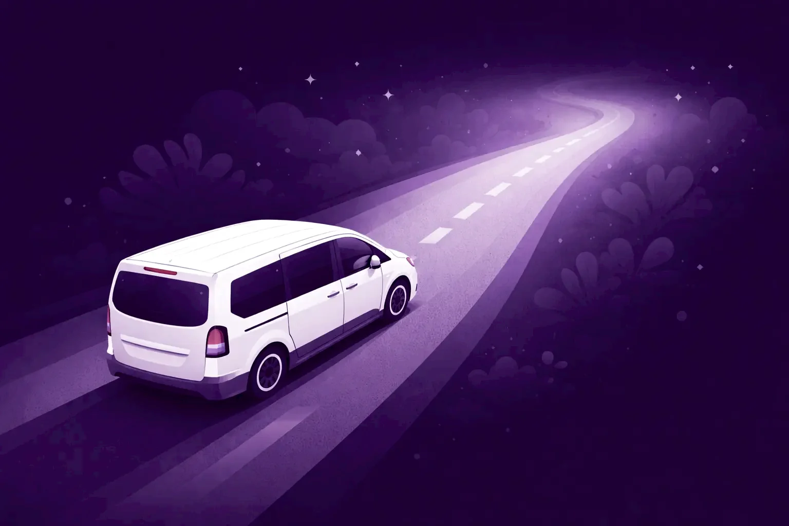 Transfer sayfası yenileniyor — yolda ilerleyen araç ilustrasyonu